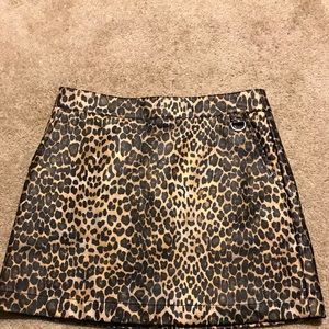 Leather mini cheetah skirt